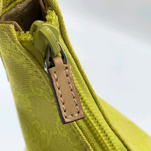 Gucci 🍋 GG Canvas Leather Jackie Yellow Green Shoulder Bag - Picture 12 of 16